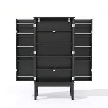 Kitchen Cabinet 120x59x30cm, Sideboard, Spacious 2-Door Sideboard With Shelf On The Door, Vintage Style Storage Unit - Suitable For Kitchen, Dining Room, Living Room And Hallway. - Black + MDF + European - View 7