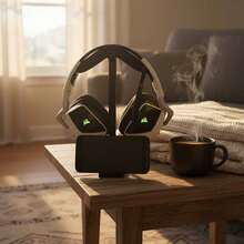 Suporte Gamer Headset e Celular 2 em 1 Organizador Mesa Setup Gaming Stand Fone Smartphone Preto - Visão 2