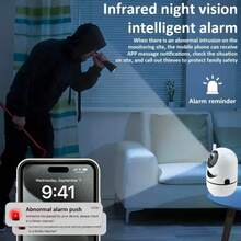 1pc/2pcs High Definition Camera AI-Powered 2.4G WiFi Night Vision Security Camera With 360° View, Remote Monitoring, Two-Way Audio And Mobile App Control - Perfect For Home And Business Security, Indoor Monitoring Camera - White - View 7
