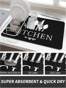 1pc Soft Thick Kitchen Mat, Anti-Slip Anti-Oil Kitchen Mat, Waterproof Kitchen Mat, Stain-Resistant Mat, Machine Washable, Entryway Mat, Kitchen Living Room Laundry Room Bathroom Absorbent Mat, Room Decor - Black - View 8