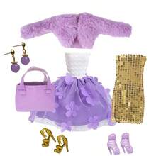 1/6 Doll Dlothes Set 11.5 Inch Doll Outfit Fit For 30cm BJD Doll Babi Doll Super Model Doll Clothes Suit Fur Coat Dress Pants Hats Bags Shoes And Doll Dress Up Accessories - Multicolor - View 4