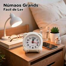 Unisex Classic Style Compact Table Clock For Bedroom And Office - White - View 3
