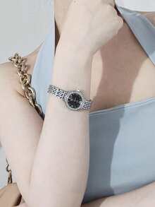 NARY 1pc Elegant & Luxurious And Fashionable Ladies' Watch Decorated With Rhinestones, Small And Exquisite Quartz Watch, For Gifts, Daily,Festival Wear - Black - View 8