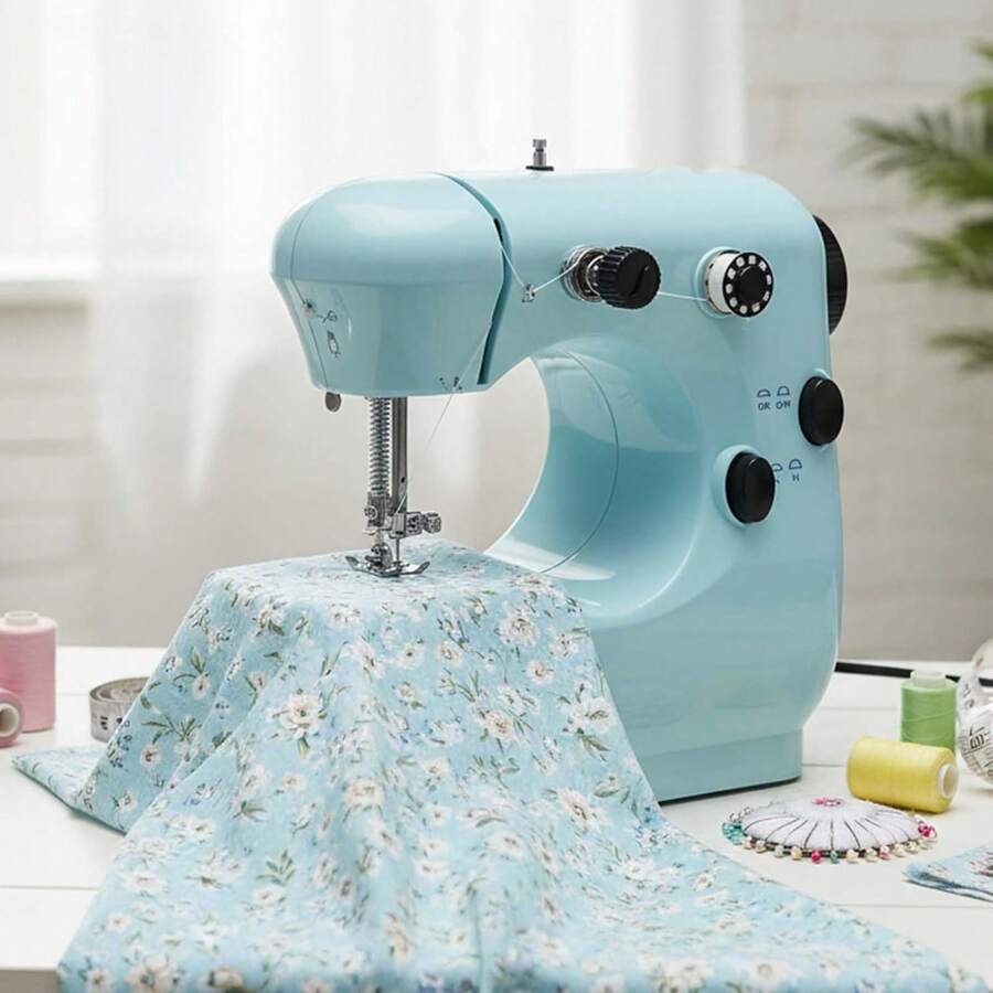 1pc Beginner Sewing Machine, Mini Portable Sewing Machine, Suitable For Beginners, A Complete Set Of Quick Home Fabric Repair Tools, Also A Great Helper For DIY Craft Enthusiasts. - Multicolor - View 1