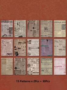 30pcs Newspaper Pattern Material Paper Back To School - Multicolor - View 6