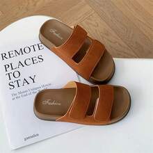 Women's Casual Fashion Open Toe Slippers, New Retro Flat Soft Non-Slip Beach Vacation Strap Sandals - Brown - View 9