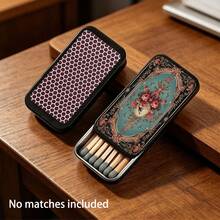 1pc Vintage Printed Storage Box, Portable Pocket Organizer (Matches Not Included), Suitable For Christmas, Birthday And Holiday Gifts For Family And Girlfriend - Multicolor - View 4