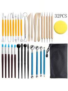 25pcs Air-Dry Clay Modeling Tool Kit Set, Suitable For Adults, Ceramic Polymer Clay Sculpting Pottery Tools, Pottery Crafts, Embellishment, Baking, Carving, Painting, Shaping, Molding - Polymer Clay Tools - View 11