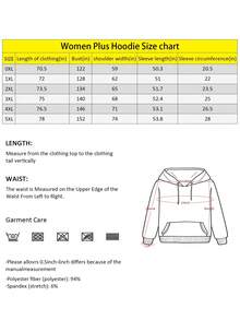 Letter Print Pattern Sweatshirt, Plus Size Women's Casual Autumn/Winter Long Sleeve Pocket Hooded Sweatshirt Black - Black - View 8