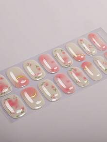16片花卉UV凝膠美甲貼，柔軟秋季自黏凝膠美甲片，適合女性秋季穿搭與DIY美甲藝術 - 彩色 - 查看 2