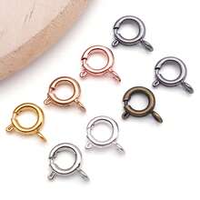 15pcs Spring Clasps Brass Round Clasps Open Ring Jewelry Spring Clasp Jewelry Connector Clasps For Brecelet Necklace Jewelry DIY Craft Making - Multicolor - View 2