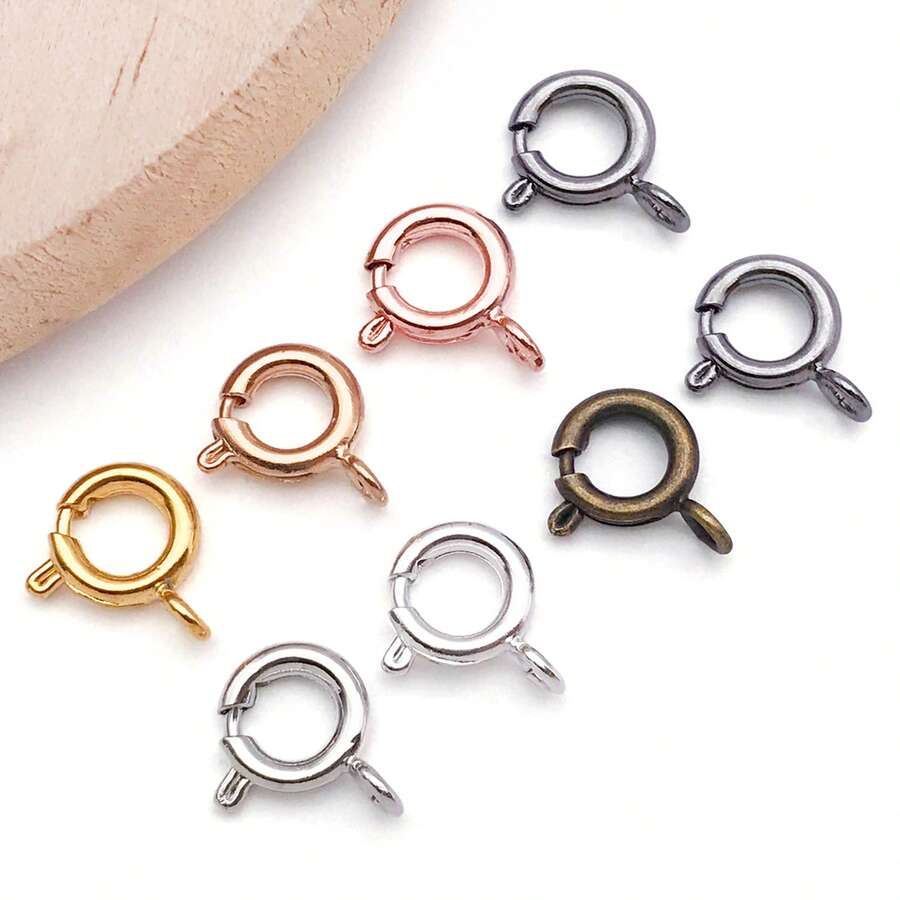 15pcs Spring Clasps Brass Round Clasps Open Ring Jewelry Spring Clasp Jewelry Connector Clasps For Brecelet Necklace Jewelry DIY Craft Making