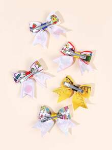 10/2pcs Back To School Pencil Bow Hair Clips,Yellow Blue White Apple Hair Bows,Alligator Clip,Cute Hair Accessories For Girl First Day Of School Daily - Multicolor - View 6
