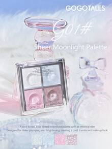 GOGO TALES 4-Color Shiny Highlighter Palette, Natural Dewy Glow Finish, Multi-Functional Face Brightening And Blush, Creamy Potato Mash Texture Highlighter, Suitable For Beginners GOGOTALES - G01# Sheer Moonlight - View 8