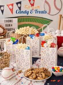 10pcs Baseball Theme Gift Bags, Cute Sports Party Favor Paper Bags With Handles, Suitable For Birthday, Team Celebration, Candy, Snacks And Small Gifts - View 2