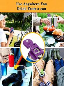 1/5pcs Colorful Can Opener And Leak-Proof Beverage Cap, One-Handed Operation Can Opener, Reusable Protective Cover, Suitable For Beer, Soda And Aluminum Cans, Perfect For Parties, Barbecues, Camping And Travel - Multicolor - View 8