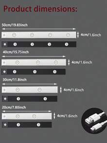 1pc Cat Eye Sensor Cabinet Light, 20/30/40/50cm USB Rechargeable Motion Sensor Light, LED Light Strip, Dimmable 3-Color Options, Suitable For Kitchen, Wardrobe, Cabinet, Bedroom, Hallway - Three Colors - View 12