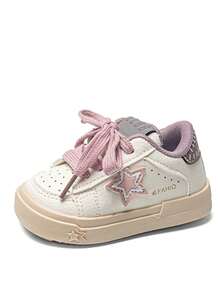 1 Pair Korean Style Toddler Girls Star Pattern Low-Top Lace-Up Sneakers, INS Style Colorblock Canvas Casual Versatile Sports Shoes - Purple - View 2