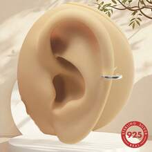 Minimalist 925 Sterling Silver Pierced Stud Earrings, Curved C-Shaped Cartilage Hoop Earrings, Suitable For Women's Daily Wear - Silver - View 2