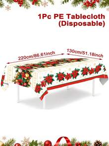 1 Stück Stück Einweg-Weihnachtstischdecke, Weihnachtstischdecke mit rotem Blumenmuster, Esstisch-Dekoration, Weihnachtsdekoration, Heimdekoration, Weihnachtsparty-Tischdecke, Weihnachtsdekorationen, Frohe Weihnachten Tischdecke, Weihnachtsgeschenk, Winterdekoration, Weihnachtsparty-Geschenk, Weihnachtsdekoration, Heim-Weihnachtsdekoration, Küchendekoration, 2027 Neujahrsdekoration - Weihnachten rote Blume - Übersicht 12