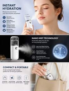 Handheld Mini Hydrating Mist Humidifier Beauty Device Moisturizing Skin Care USB Rechargeable, Nano Mist Facial Beauty Cold Spray Humidifier Oxygen Infusion Portable Small Steam Face Moisturizer USB Rechargeable Mist Device - Multicolor - View 6