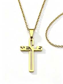 Stainless Steel Hollow Christian JESUS CROSS Pendant Necklaces For Women Men Gold Color Amulet Chain Necklace Jewelry Gift - Necklace - View 6