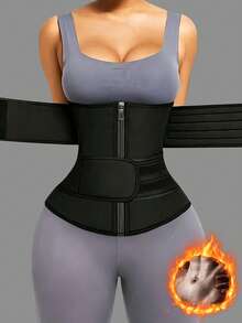 1PC Women's Waist Training Belt Waist Cincher Sauna Sweat Waist Belt Fitness Workout Waist Trainer Abdominal Training Belt Waist Shaping Belt - Black - View 13