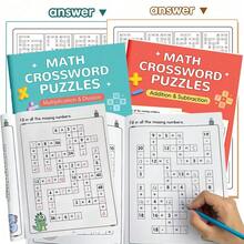 Lachilly Crossword Puzzle Book Brain Games Math Workbook, For Practicing Addition, Subtraction, Multiplication, Division, Intelligent Children And Adolescents Activity Worksheets Practice Pages, Math Games, Thinking Book For Kindergarten And Elementary School Children - Multicolor - View 14