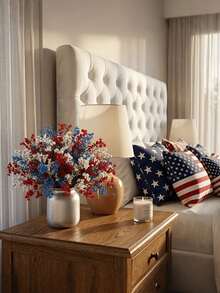 9pcs/Set Tricolor Baby's Breath Artificial Flower Bouquet,Patriotic Red White Blue Baby's Breath Floral Arrangement,Fake Flowers For Independence Day,Memorial Day, Dining Table Centerpiece,DIY Floral Decor,Home Decor, Indoor/Outdoor,Party,Wedding - Red, White and Blue - View 11