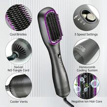 Hatteker Multi-Function Hot Air Brush, Multi-Temperature Control Hair Dryer Styler, Home Use Straightening Curling Hair Styling Comb - Grey - View 4