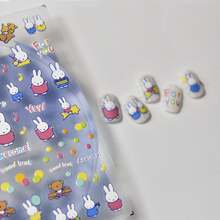 1pc Popular Cute Cartoon Miffy Rabbit Embossed Nail Stickers, Japanese Style Adorable Rabbit 3D Self-Adhesive Nail Decor, Perfect Choice For New Semester Gift And Stationery (Random Style) - Multicolor - View 1