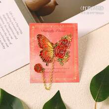 Vintage Minimalist Butterfly Metal Bookmark, Elegant Exquisite Student Reading Page Clip, Creative Reward Gift - Butterfly and Flower - View 6