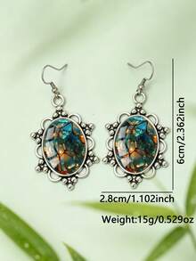 1 Pair Luxury Asymmetrical Glass Amber Pattern With Oval Hollow Polka Dot Lace Earrings Suitable For Women's Daily Wear - Silver - View 4