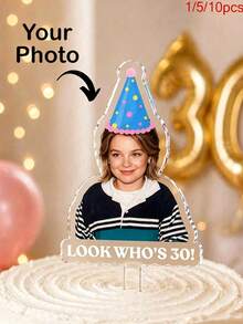 1-10pcs Personalized Character Photo Cake Toppers, Customizable Character Design Cake Decorations, Suitable For Birthday, Wedding, Family Gathering, DIY Party, Smash Cake - Multicolor - View 3