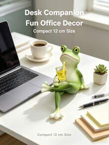 Realistic Green Frog Resin Sculpture Garden Decor, Flower Pot Ornament, Fish Tank Decoration, Resin Craft, Garden Ornament, Cute Animal Figurine, Suitable For Yard, Patio, Lawn, Porch, Dining Table - Multicolor - View 4