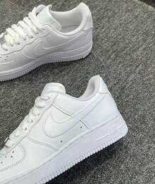 Nike Air Force 1 Low Pure White Low Top Leather Skateboard Style Sneakers - 白色 - 查看 4
