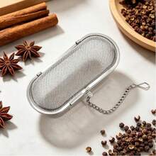 1/3 Piecesstainless Steel Tea Filter, Tea Infuser, Tea Strainer, Tea Set, Office Tea Bag, Soup Bag, Filter Mesh, Tea Filter, Rectangular Shape. - Silver - View 1