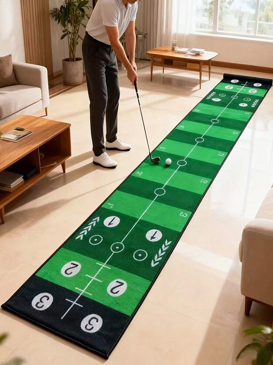 1pc Indoor/Outdoor Golf Putting Practice Trainer, Putting Practice Mat, Home/Office Golf Carpet - Multicolor - View 1