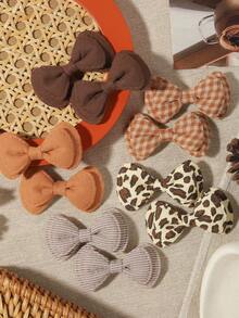 10pcs Vintage Plaid Floral Fabric Bow Hair Clips Set, Sweet Bangs & Loose Hair Accessories - Mixed color - View 14