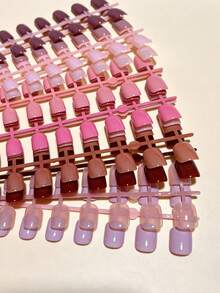 288pcs (12 Colors) Rectangular Solid Color Press-On Nail Tips, Brown Nails, Light Brown Nails, Khaki Nails, Camel Nails, Perfect Fit Short Acrylic False Nails Set, Suitable For Women And Girls For Daily Work, Holiday Parties And Other Occasions - Multicolor - View 3