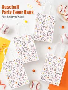 10pcs Baseball Theme Gift Bags, Cute Sports Party Favor Paper Bags With Handles, Suitable For Birthday, Team Celebration, Candy, Snacks And Small Gifts - View 3