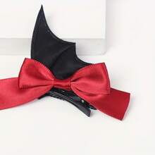 Halloween 2 Pieces Wing And Bow Hair Accessory For Women, Halloween Back-To-School Season Costume Hair Clip - Black and Red - View 7