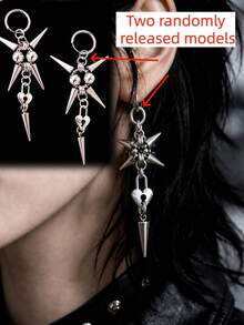 1 Pasang Anting-Anting Huggie Hoop Gaya Punk Gothic Hip Hop Bentuk Hati dengan Duri Besar, Perhiasan Pesta dan Pemakaian Sehari-hari Unisex - MultiWarna - View 6