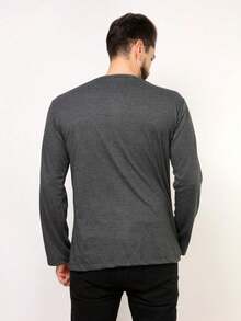 BOOS Men's Long Sleeve Plain T-Shirt - 深灰 - 查看 2