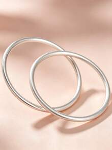 Women's 4mm Solid Matte Brushed-Finish Silver Bangle (Vintage Style, Round) - Available In Sets Of 1, 2, 3, Or 6; Perfect For Stacked Styling - Silver - View 2