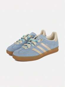 Adidas Originals Unisex GAZELLE INDOOR W Low-Top Sports Casual Shoes LB5510 - Blue and White - View 3