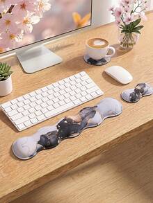 3 PCS Computer Mouse Pads For Desk With Coaster Set, Non-Slip Keyboard Wrist Rest And Mouse Pad Set, Ergonomic Design - View 1