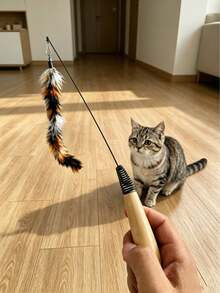 Cat Supplies & Toys: 1 Set Multi-Color Wooden Handle Cat Teaser Wand With Colorful Butterfly Replacement Parts And Small Bells, Interactive Chasing Toy For Kittens And Adult Cats, Increases Daily Exercise, Holiday Gift - View 1