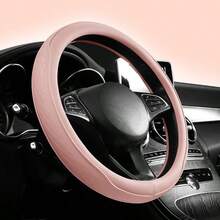 1pc New Patchwork Leather Car Steering Wheel Cover, Leather Car Interior Accessory, Steering Wheel Cover With Inner Ring, Car Interior Supplies - Multicolor - View 1