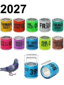 20pcs 2027 Multicolor Pigeon Foot Rings Aluminum Plastic Bird Leg Bands With Letter Number For Pet Bird Training Fly Race Identification Tracking Foot Ring - Multicolor - View 1